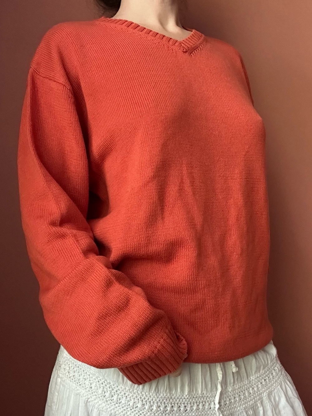 Knightsbridge orange oversized knit sweater